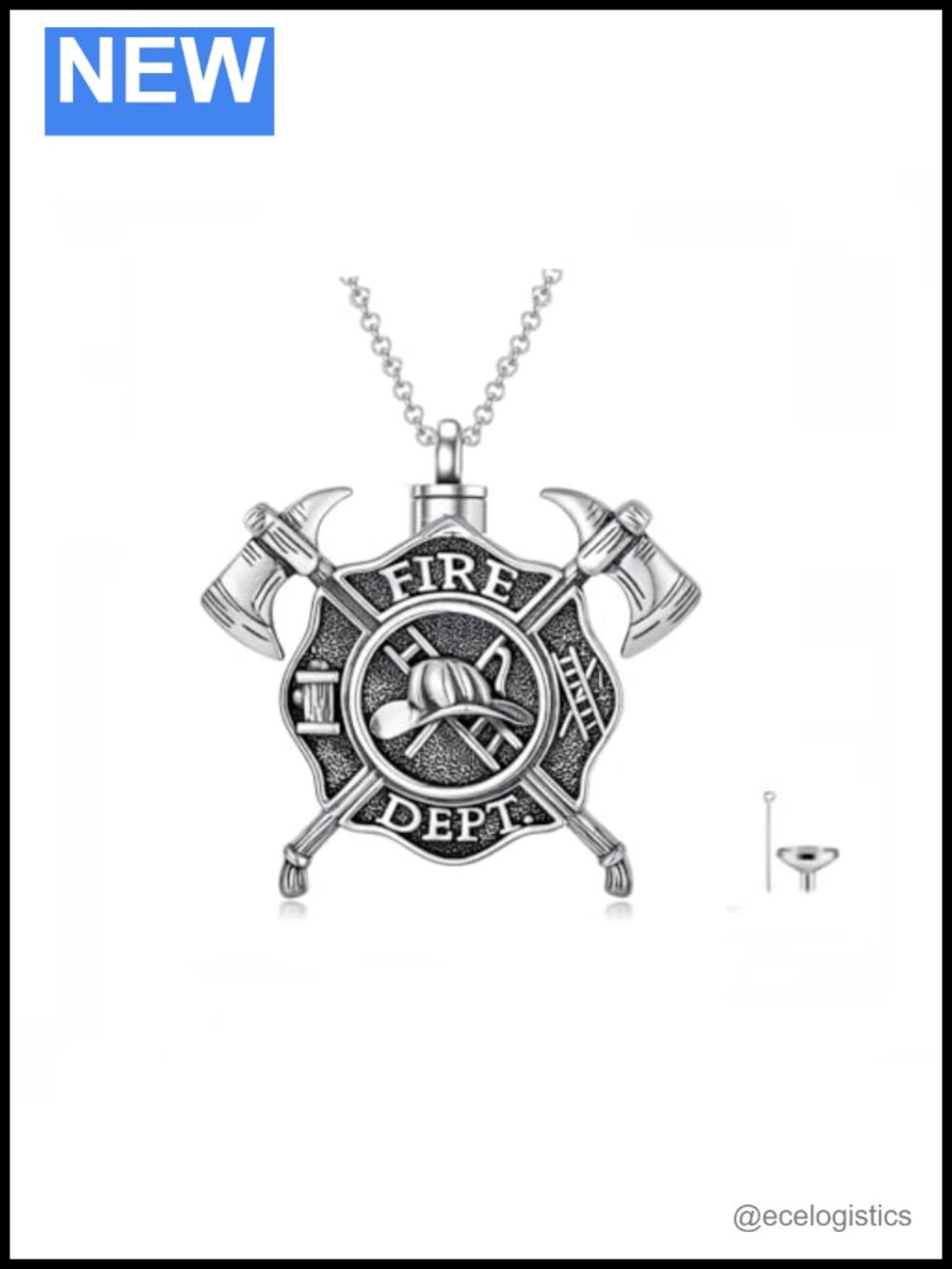 Firefighter Urn Necklace 925 Sterling Silver 24" Chain